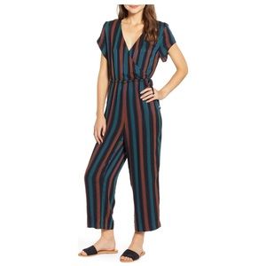 Madewell Stripe Short Sleeve Wrap Jumpsuit